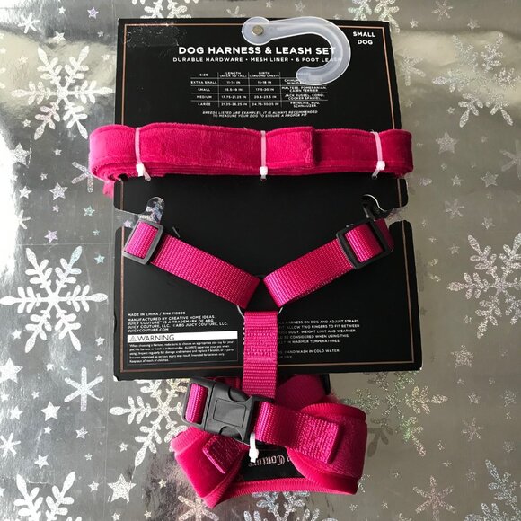 Juicy Couture Harness and Leash Set Mesh Liner Velour Pink Small - Picture 3 of 3